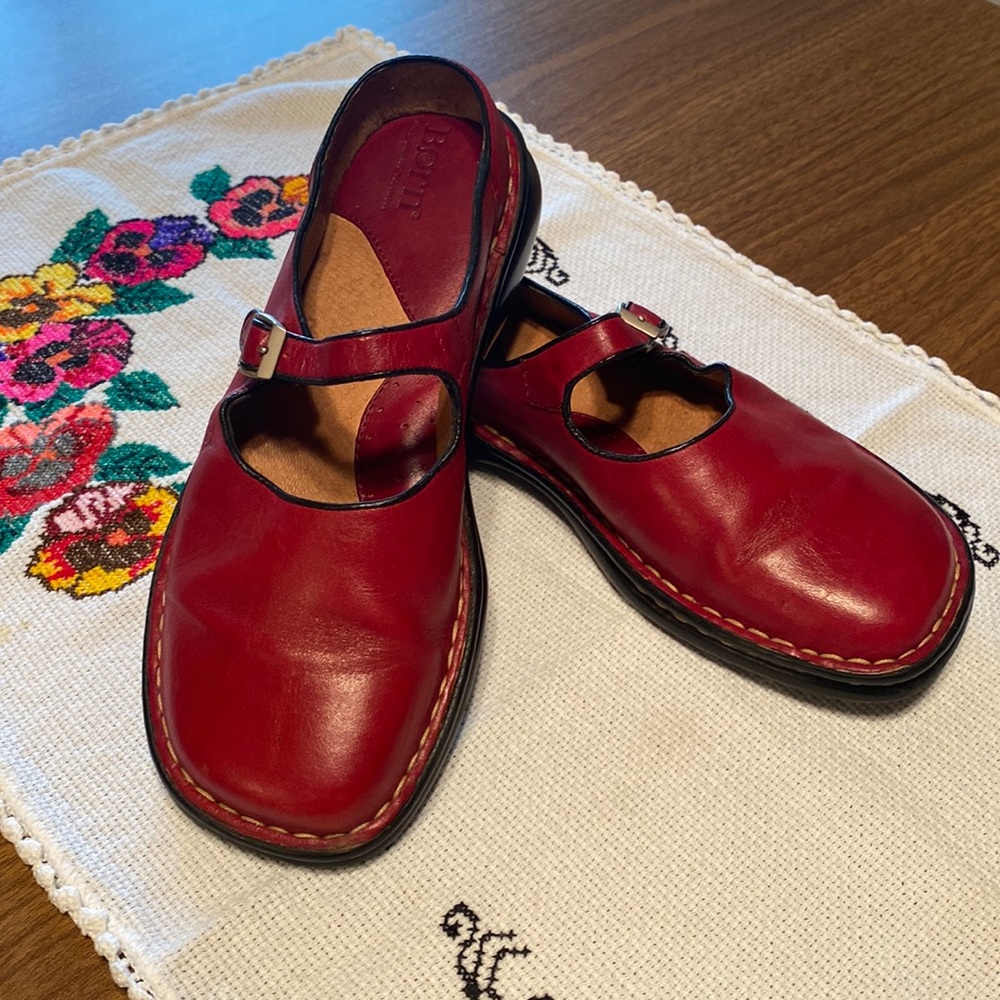 Born Red Leather Mary Jane Slip On